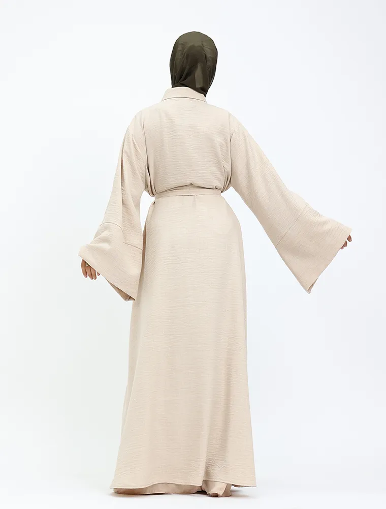 Beige Linen Feel Collar Shirt